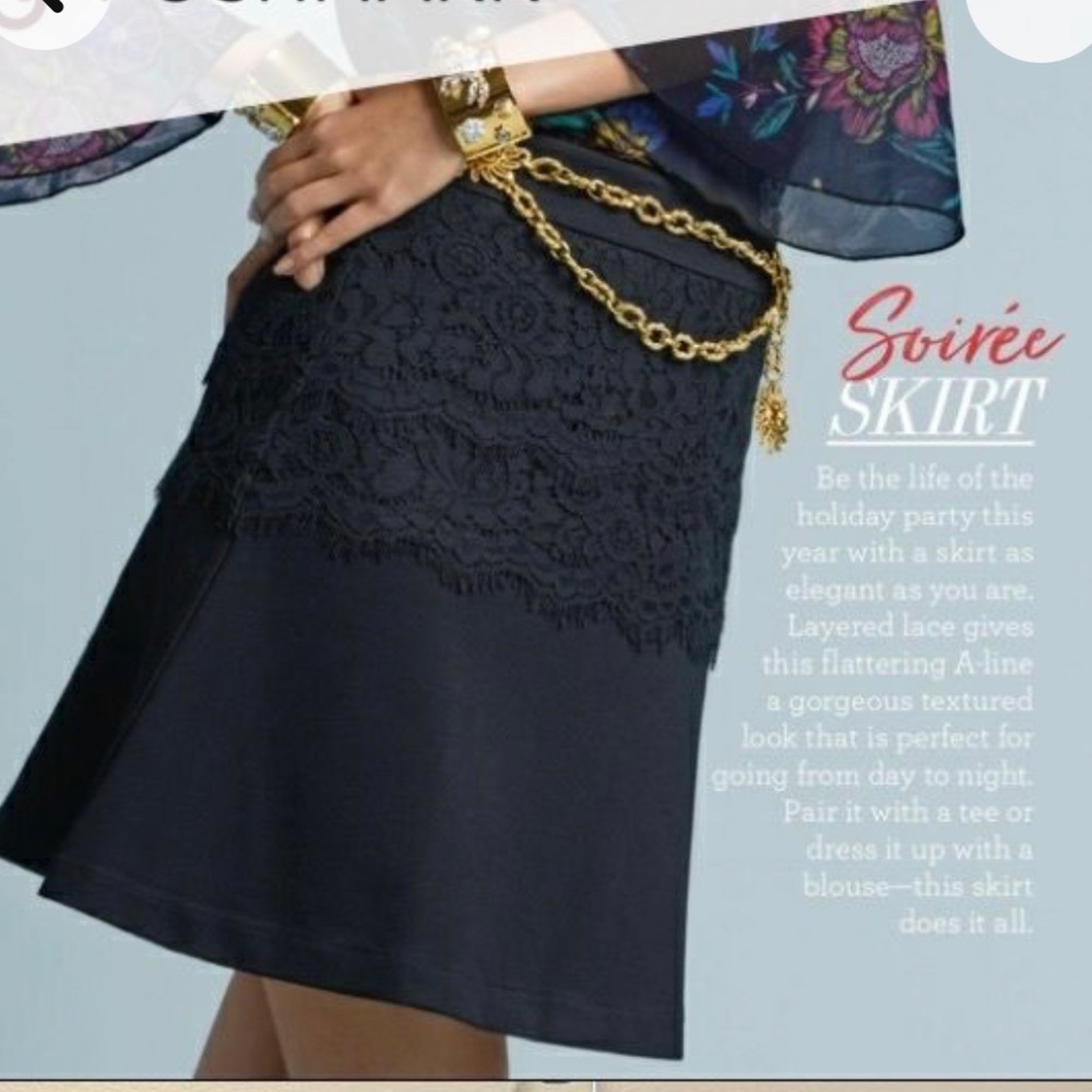 Cabi soirée black lace a line swing skirt 4